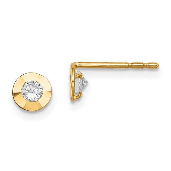 14k Yellow Gold Madi K Children's Kids Girls Jewelry CZ Post Earrings